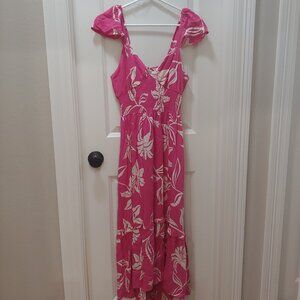 NWT Angie Tropical Pink Floral Print Dress Women's Size M